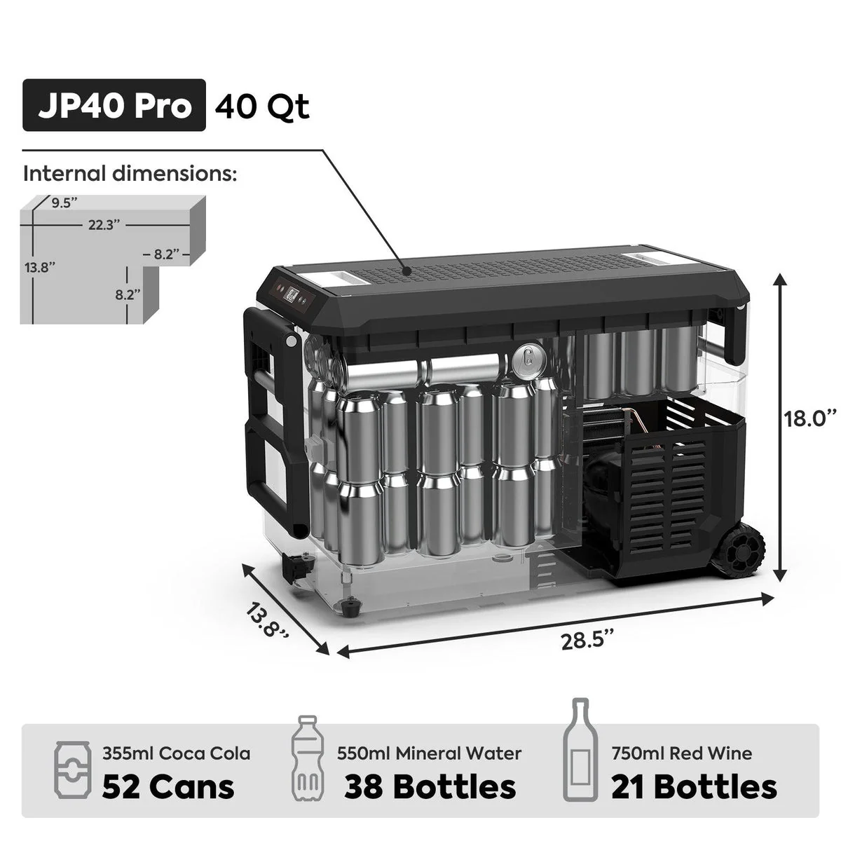 JP40 PRO Single Zone Portable Freezer With Cover - Silver | ICECO | 40 LT - Image 6