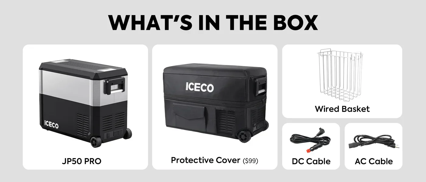 JP50 Pro Dual Zone Wheeled Car Fridge With Cover | ICECO | 50 LT - Image 11