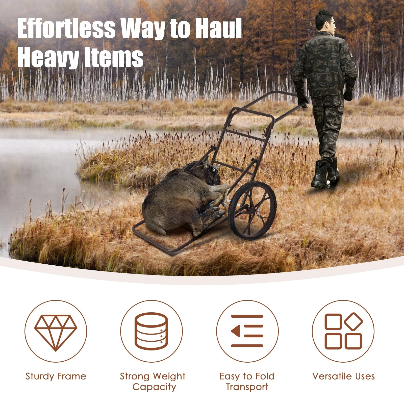 Larger Capacity Folding Deer Game Cart - Image 2