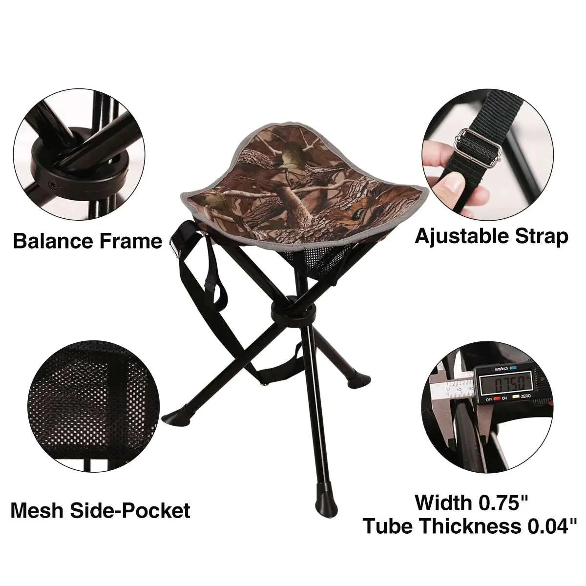 Lightweight 3 Legged Tripod Camp Stool - Image 3