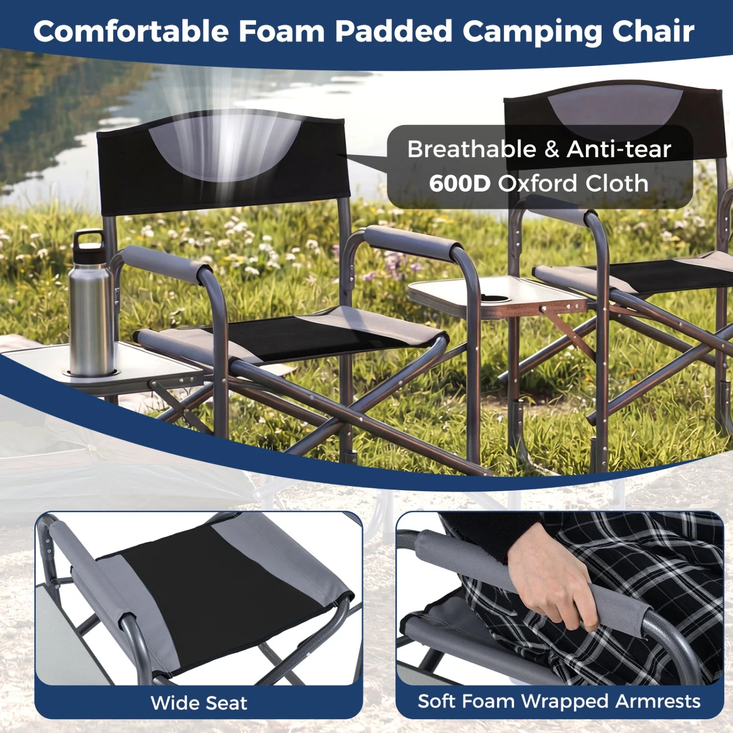 Lightweight Folding Camping Chair with Side Table - Image 14