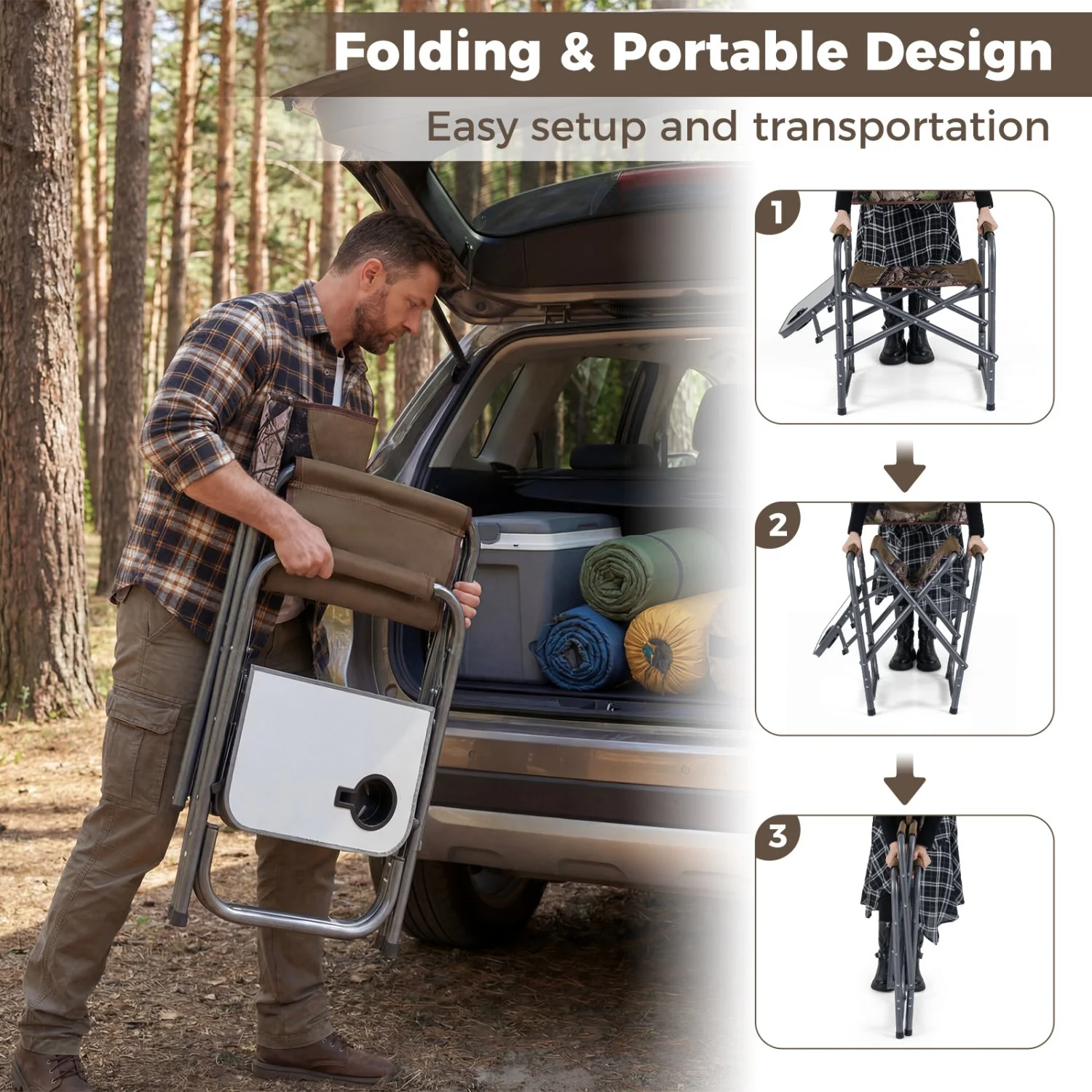 Lightweight Folding Camping Chair with Side Table - Image 24
