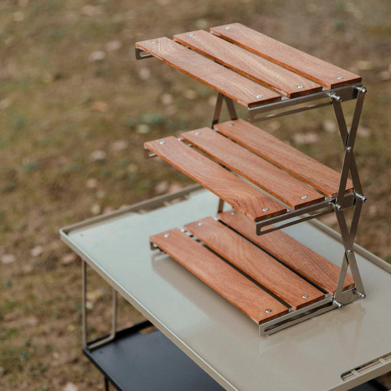 Mountaineering Outdoor Camping Rack Portable Storage Rack Three Layer Rack With Foldable Picnic Camping Barbecue Folding Table - Image 3