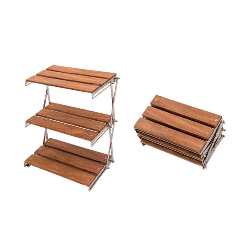 Mountaineering Outdoor Camping Rack Portable Storage Rack Three Layer Rack With Foldable Picnic Camping Barbecue Folding Table - Image 4