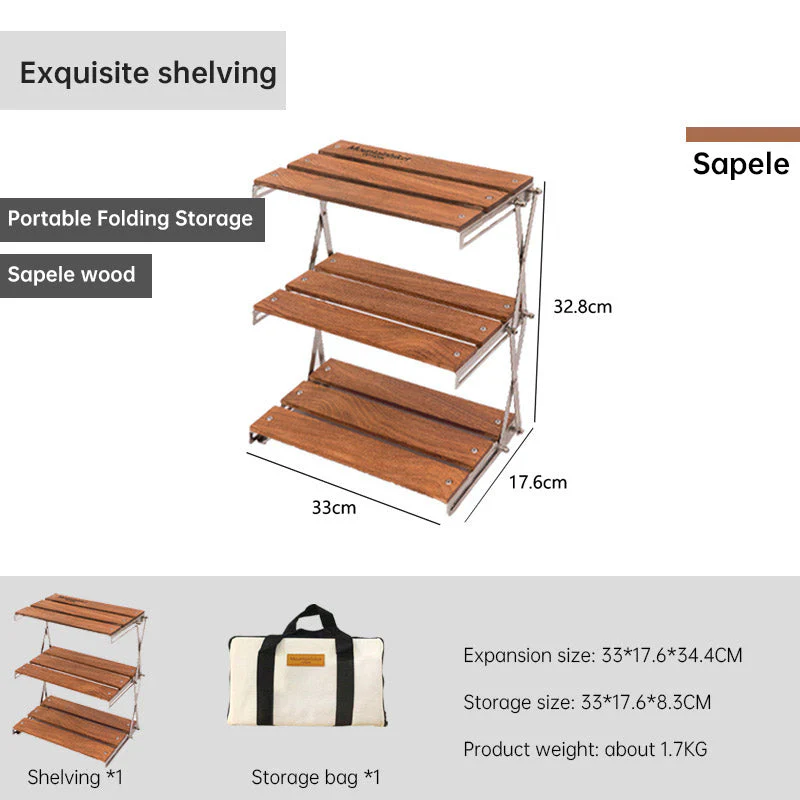 Mountaineering Outdoor Camping Rack Portable Storage Rack Three Layer Rack With Foldable Picnic Camping Barbecue Folding Table - Image 5