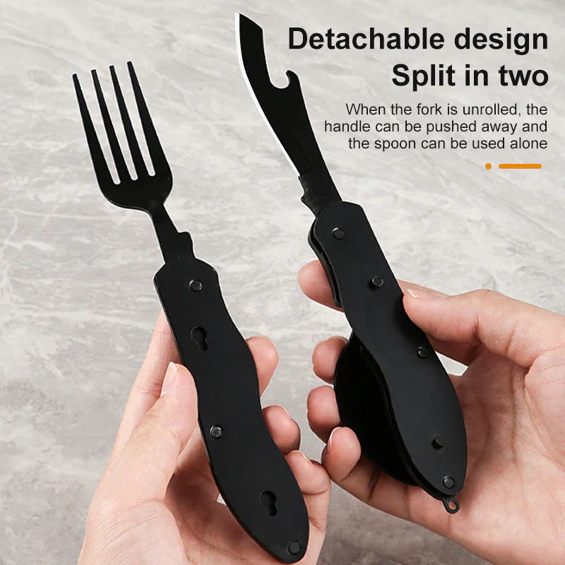 Multifunctional camping tableware stainless steel knife fork spoon, outdoor portable survival eating tools - Image 3