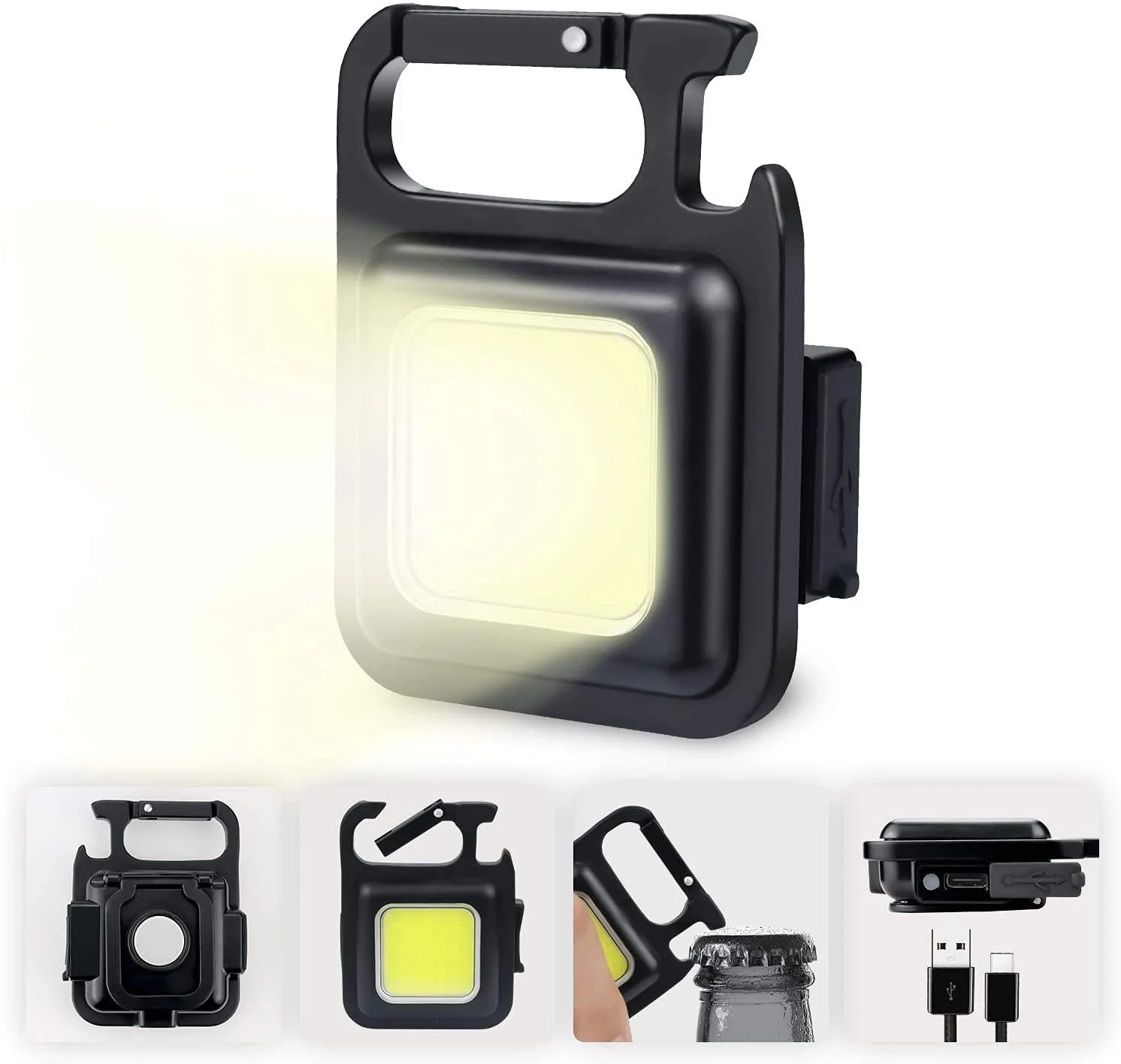 Multifunctional Mini COB Work Light TYPE-C Rechargeable Portable Keychain Light Magnetic Overhaul Emergency Light - Image 3