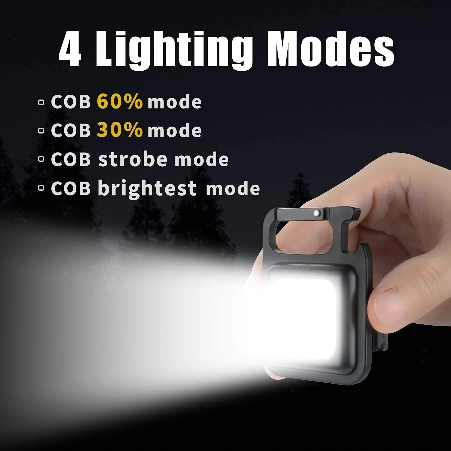 Multifunctional Mini COB Work Light TYPE-C Rechargeable Portable Keychain Light Magnetic Overhaul Emergency Light - Image 6