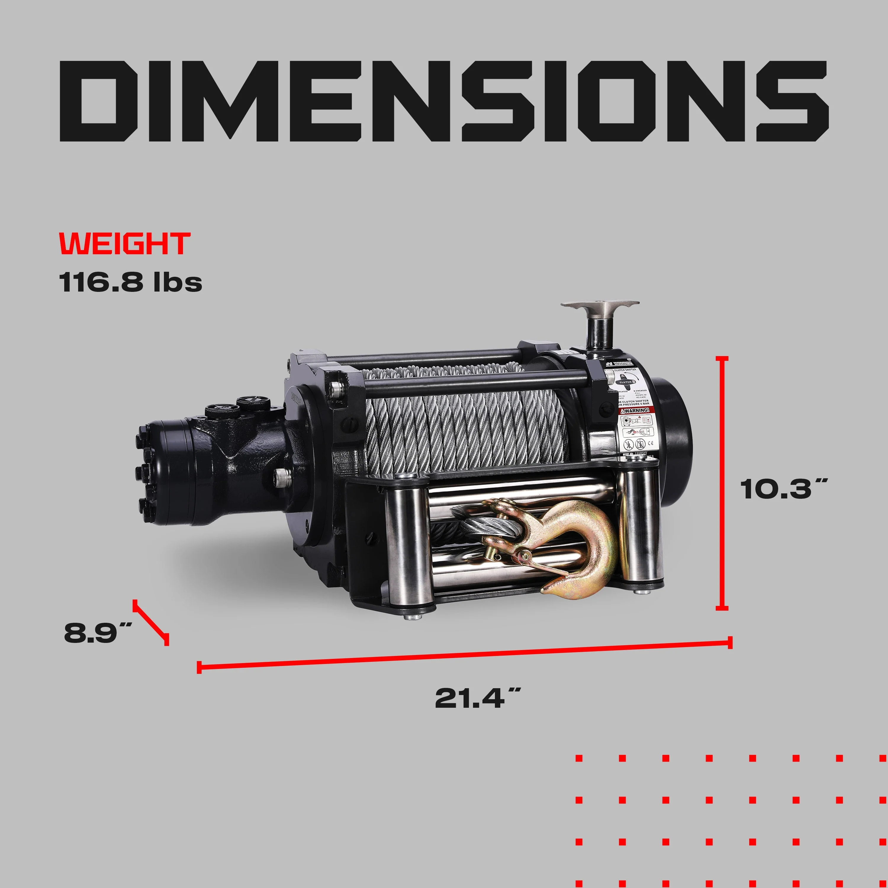 NH 15,000lb Industrial Hydraulic Winch - Steel Rope - Image 5