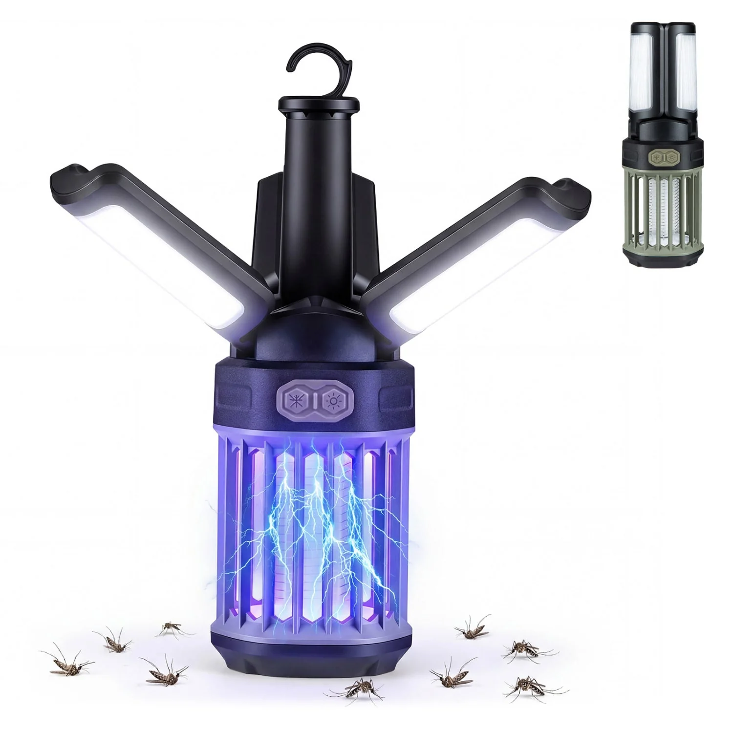 Outdoor Bug Zapper with Foldable Camping Lantern USB-C Rechargeable Electric Mosquito Killer - Image 3