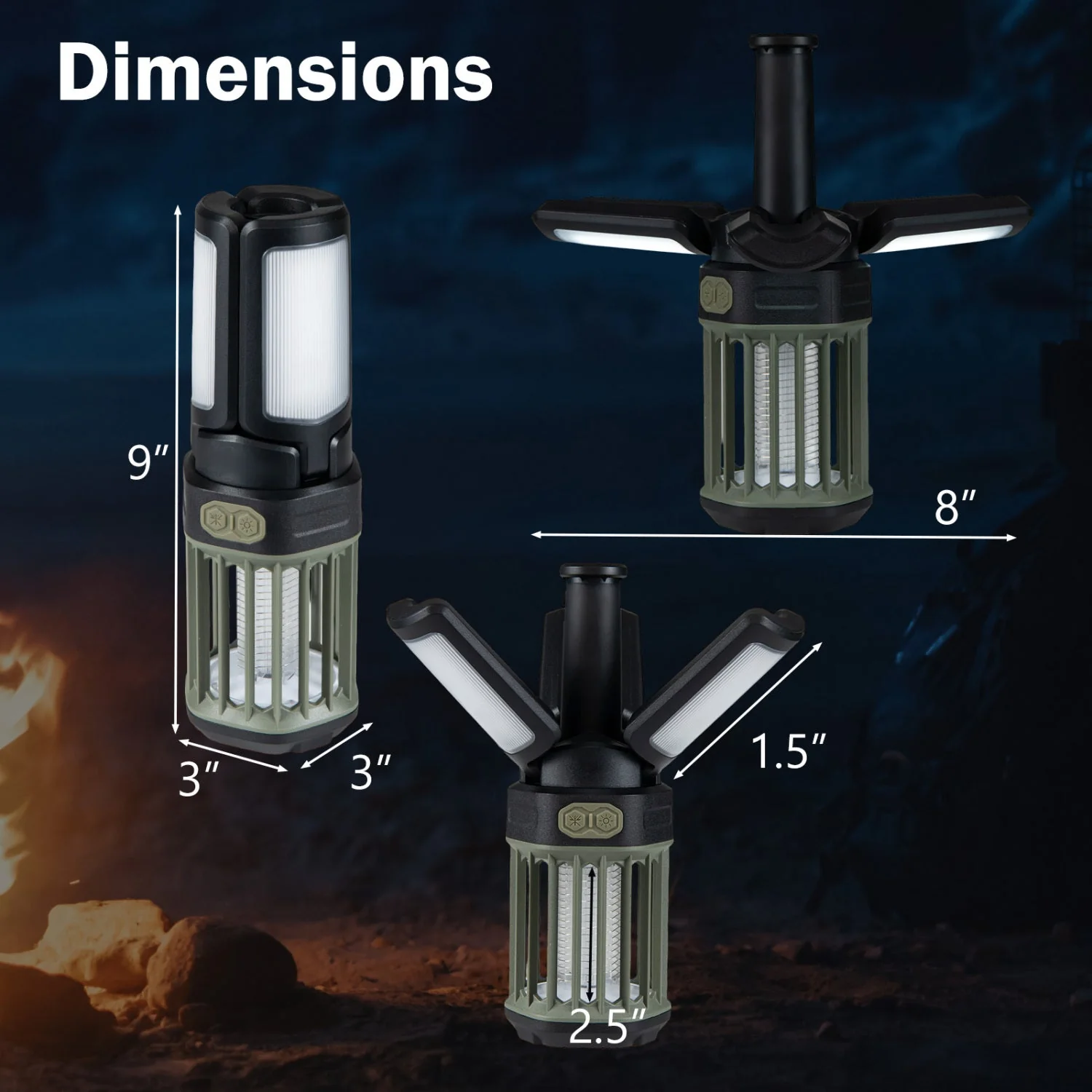 Outdoor Bug Zapper with Foldable Camping Lantern USB-C Rechargeable Electric Mosquito Killer - Image 5