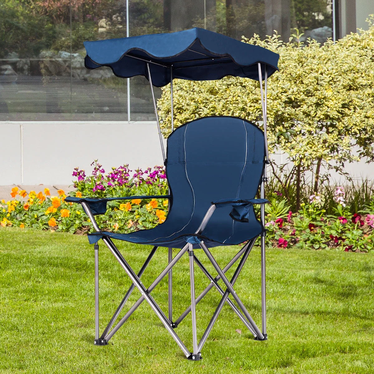 Portable Folding Beach Canopy Chair with Cup Holders - Image 5