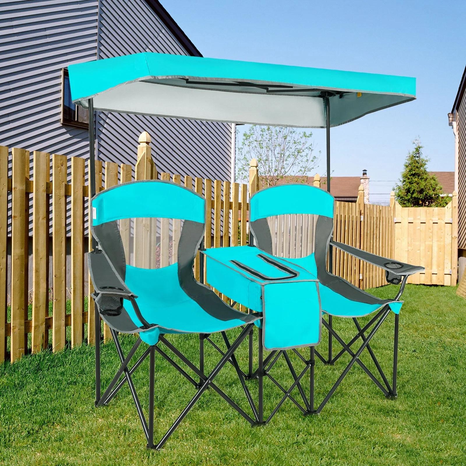 Portable Folding Camping Canopy Chairs with Cup Holder - Image 10