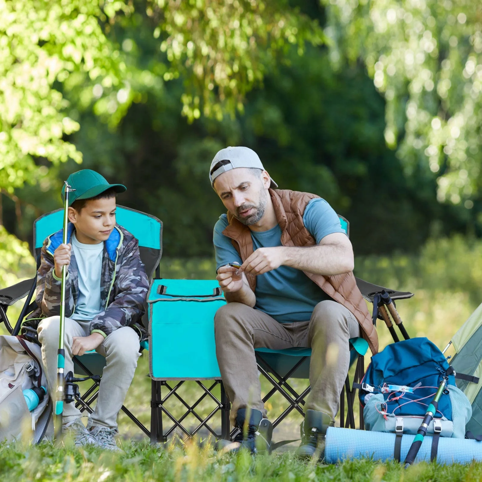 Portable Folding Camping Canopy Chairs with Cup Holder - Image 14