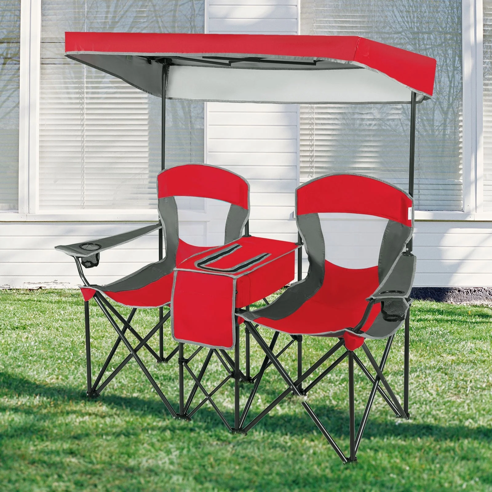 Portable Folding Camping Canopy Chairs with Cup Holder - Image 18