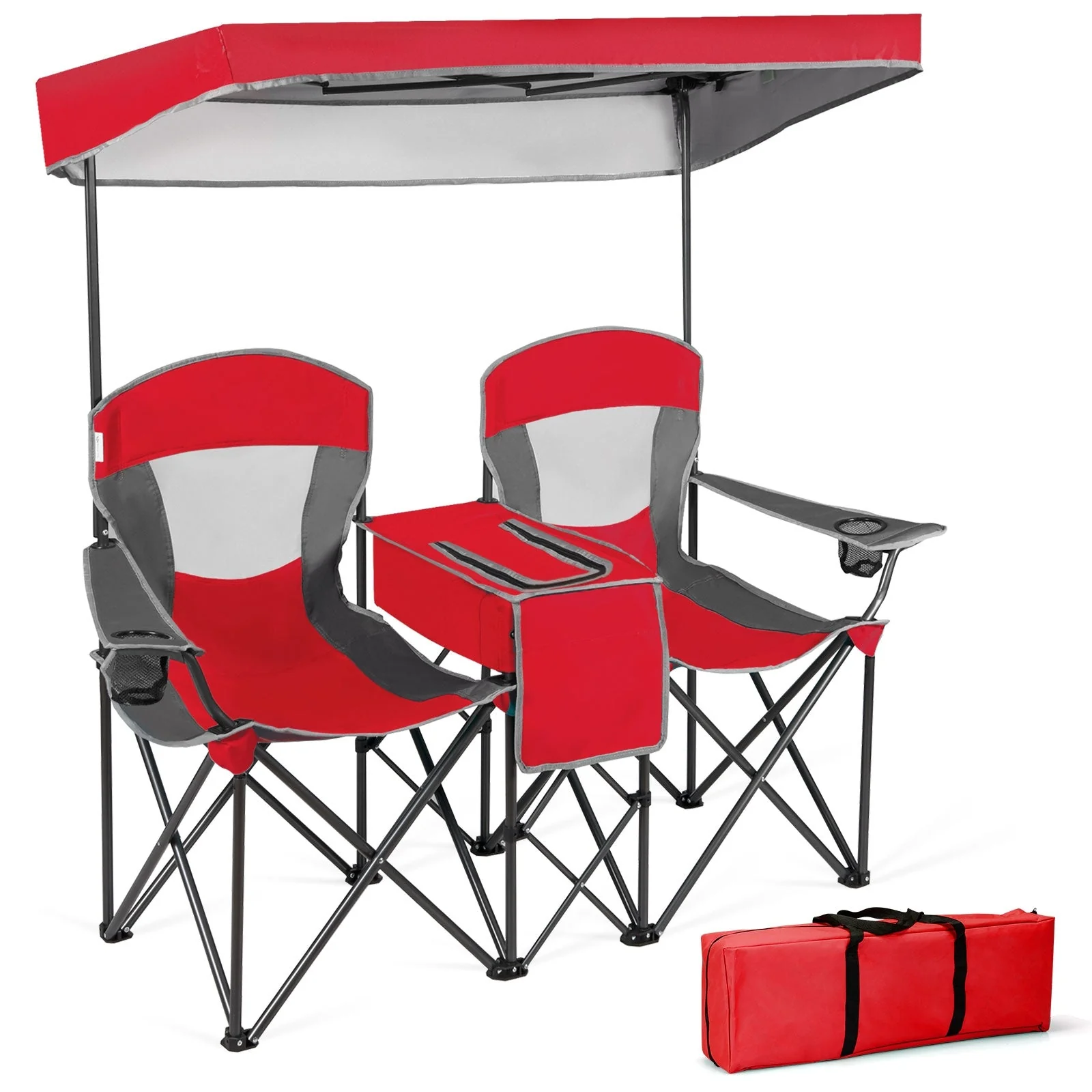 Portable Folding Camping Canopy Chairs with Cup Holder - Image 19