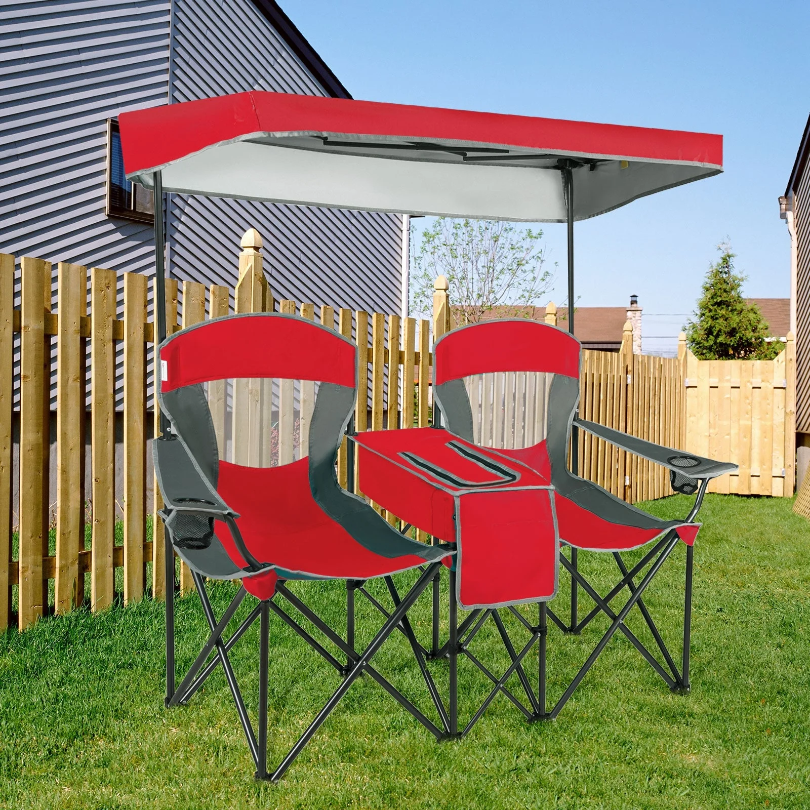 Portable Folding Camping Canopy Chairs with Cup Holder - Image 21