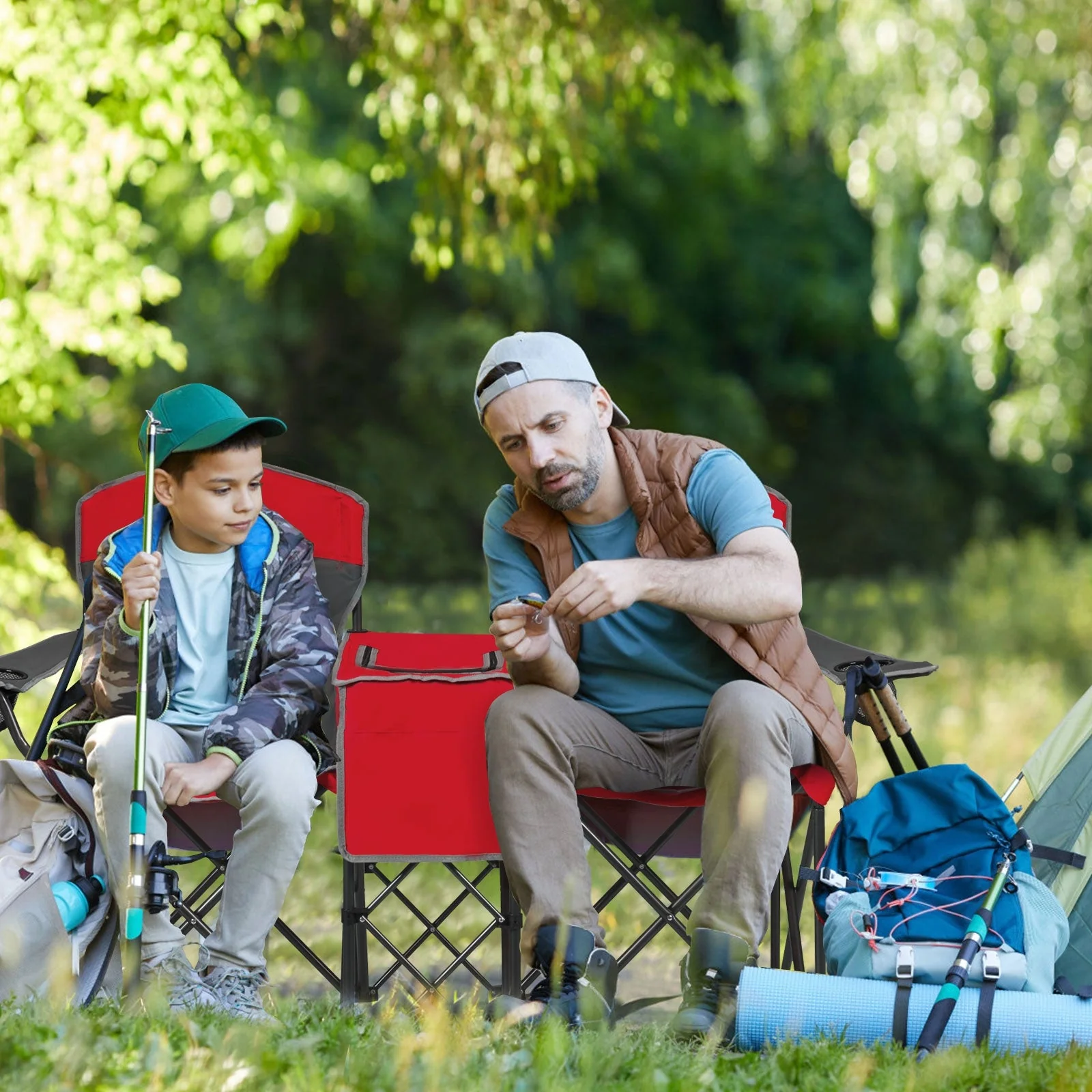 Portable Folding Camping Canopy Chairs with Cup Holder - Image 22
