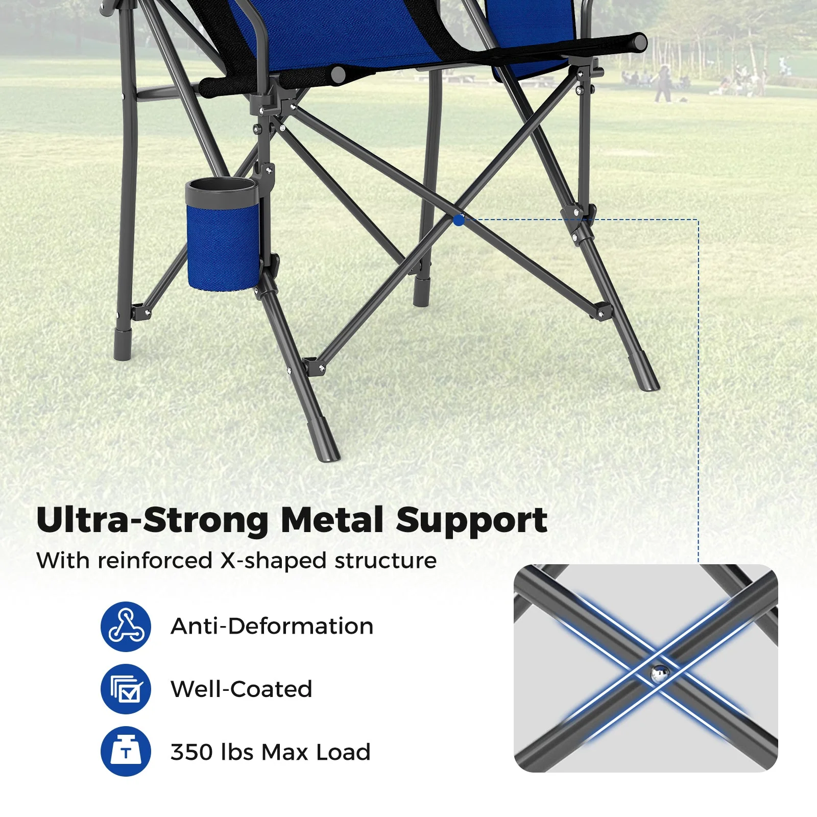 Portable Folding Oxford Cloth Camping Chair with Cup Holder and Side Pocket - Image 14