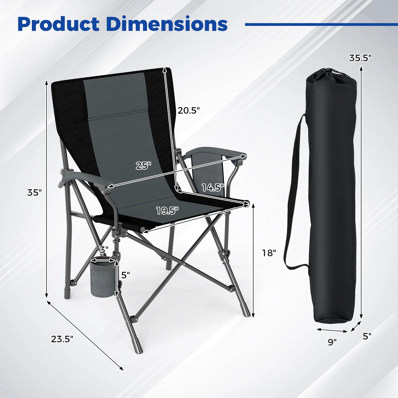Portable Folding Oxford Cloth Camping Chair with Cup Holder and Side Pocket - Image 5