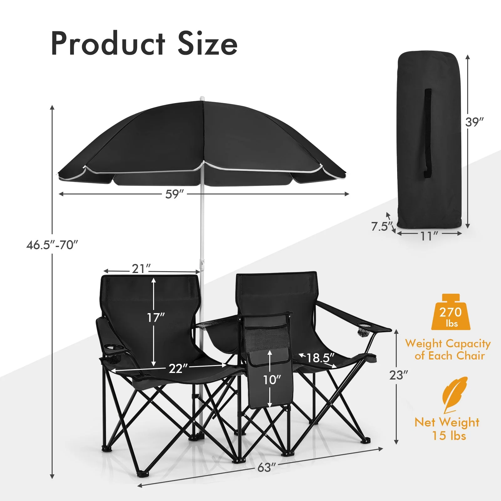 Portable Folding Picnic Double Chair - Image 12