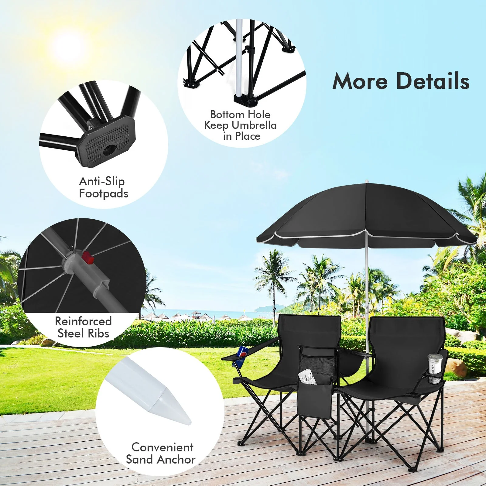 Portable Folding Picnic Double Chair - Image 13