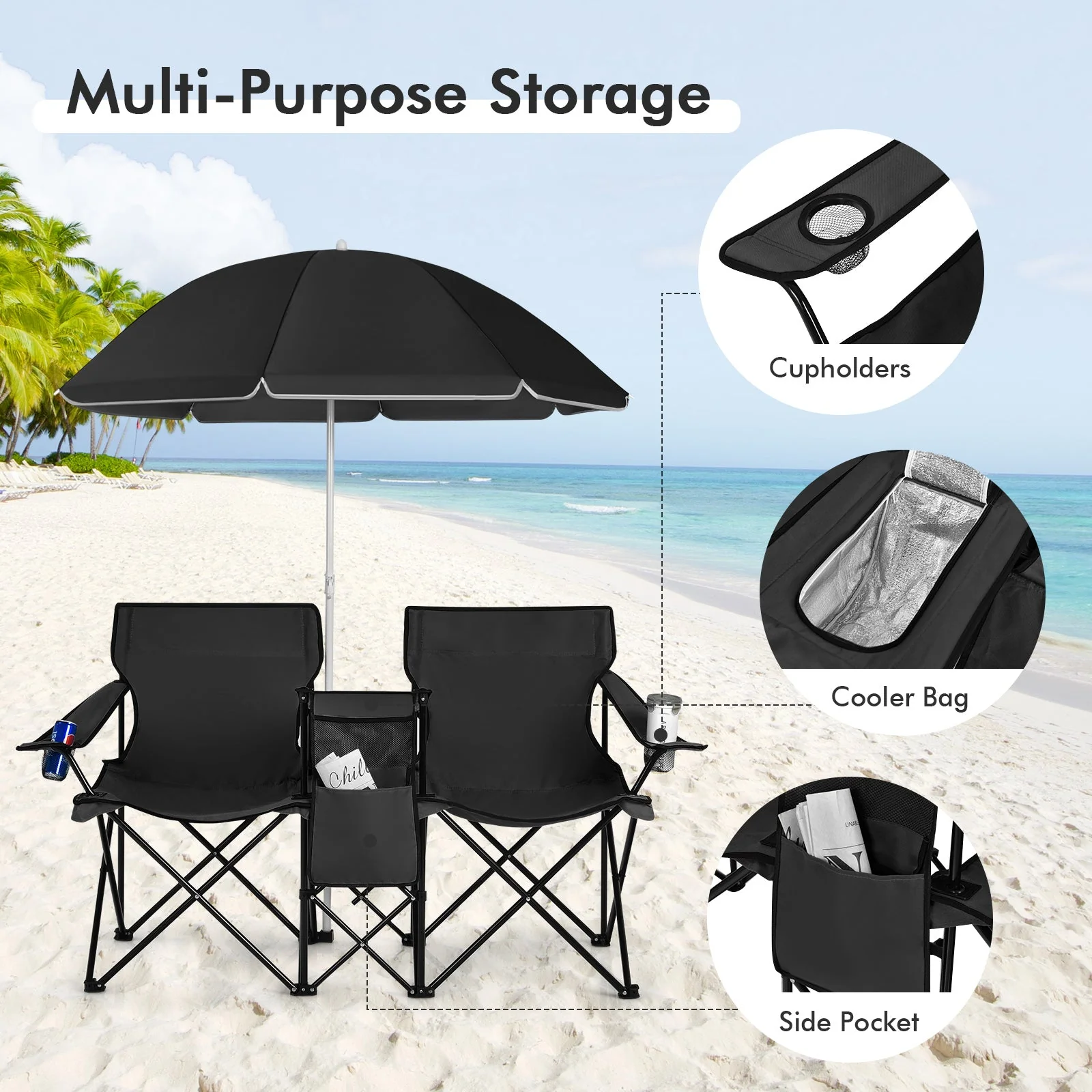 Portable Folding Picnic Double Chair - Image 15