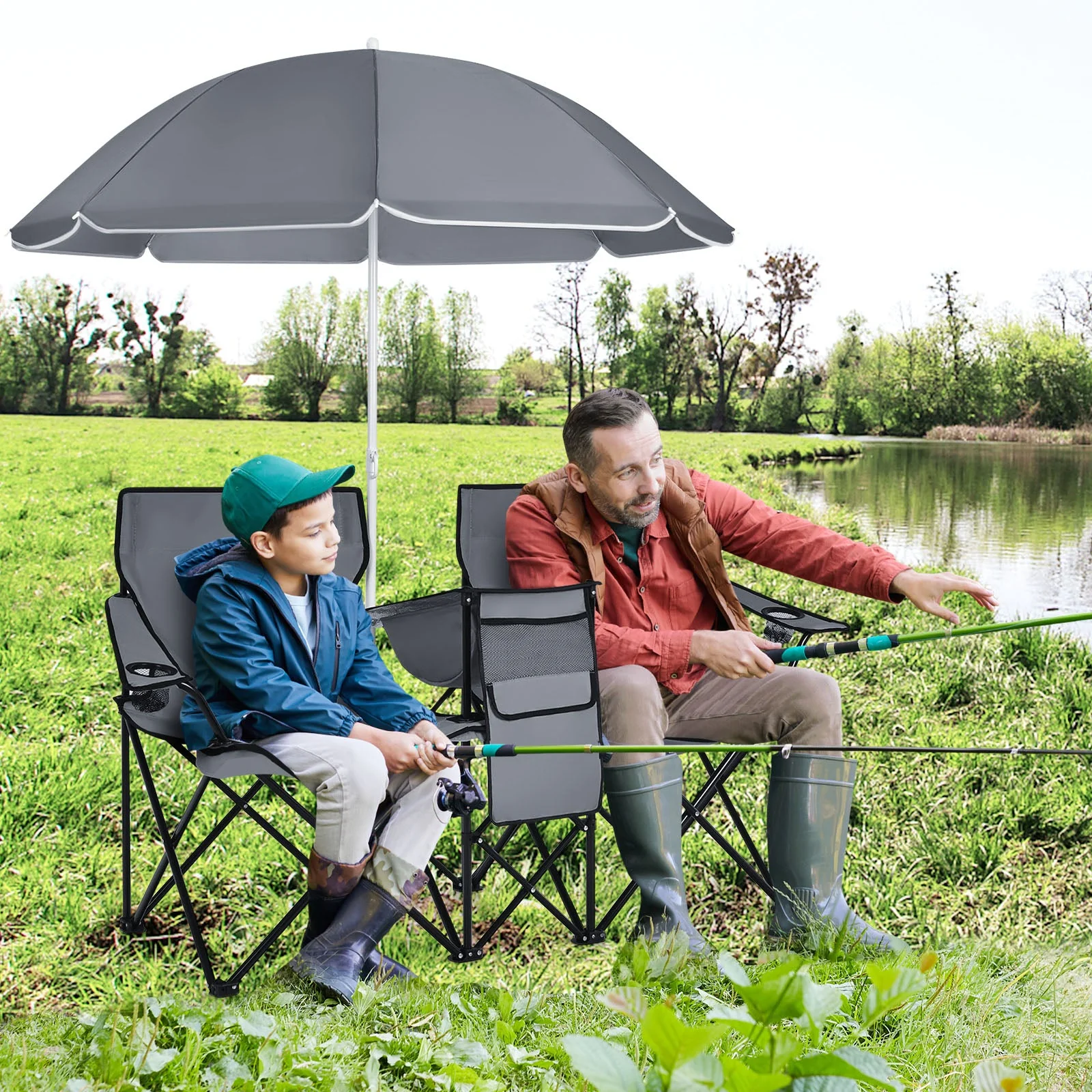 Portable Folding Picnic Double Chair - Image 17