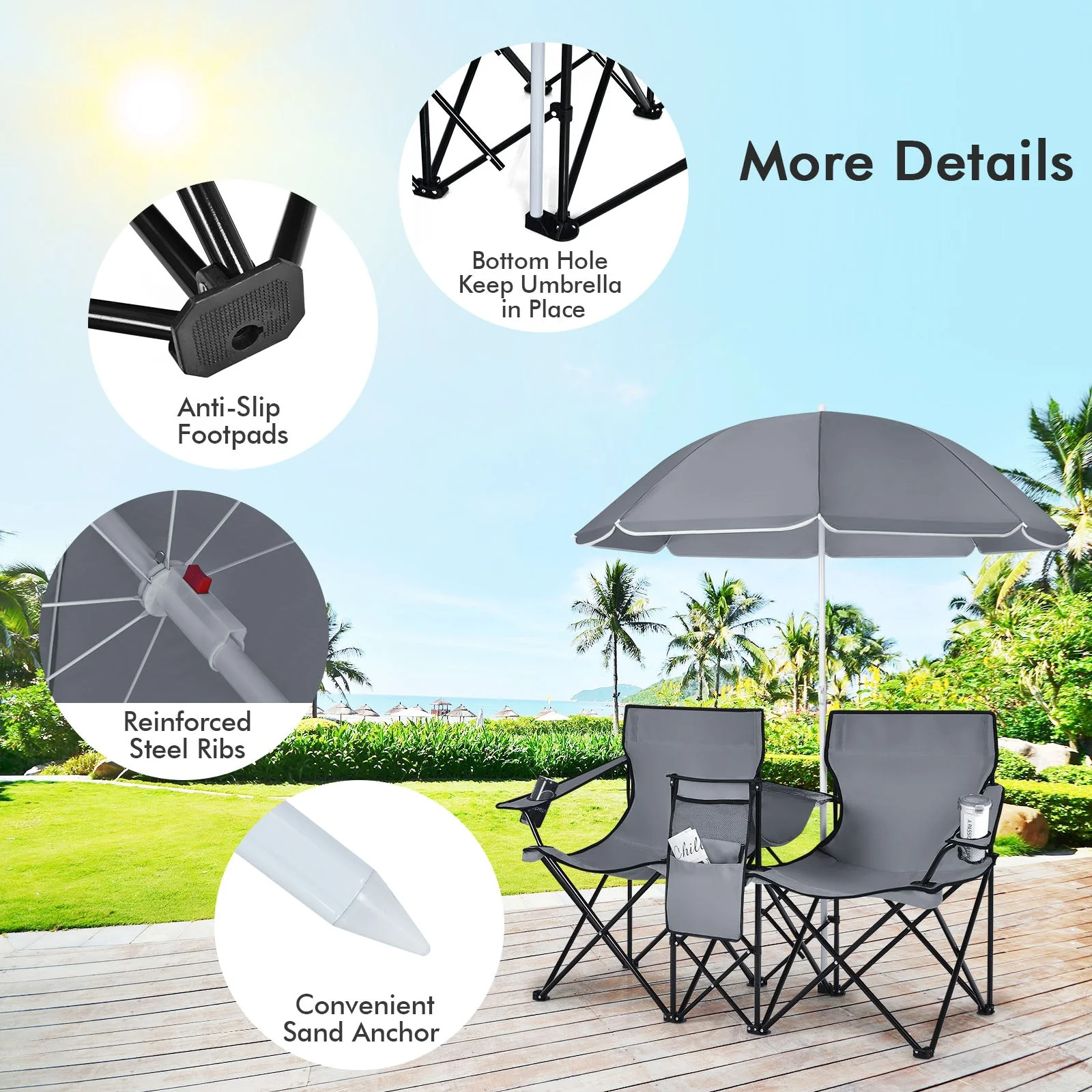 Portable Folding Picnic Double Chair - Image 21