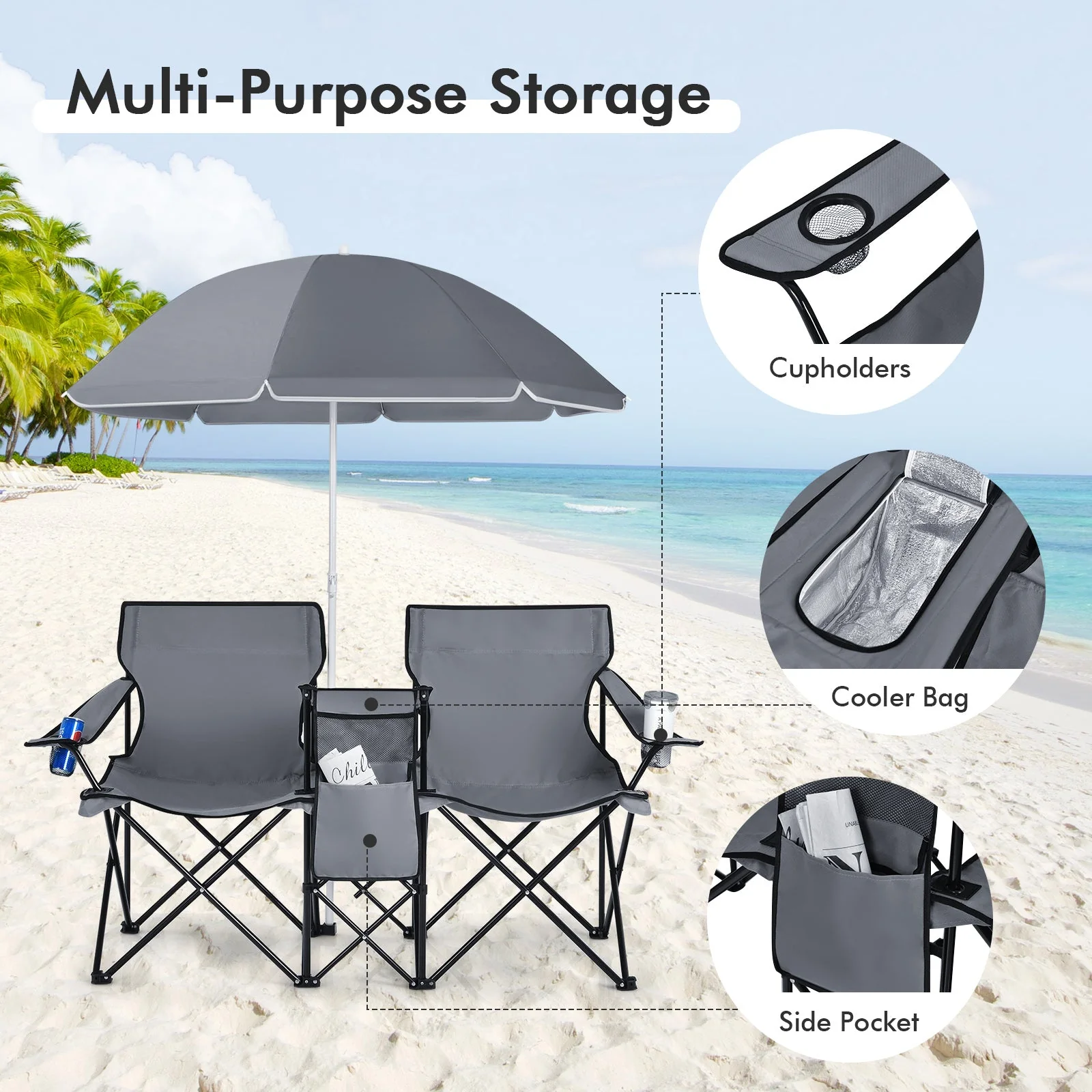 Portable Folding Picnic Double Chair - Image 23