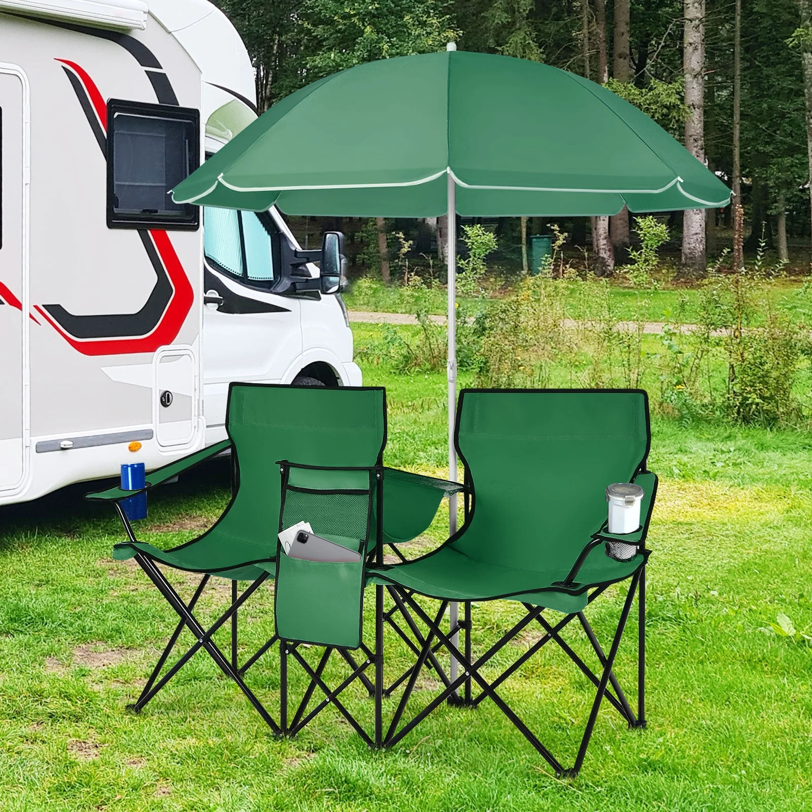 Portable Folding Picnic Double Chair - Image 25
