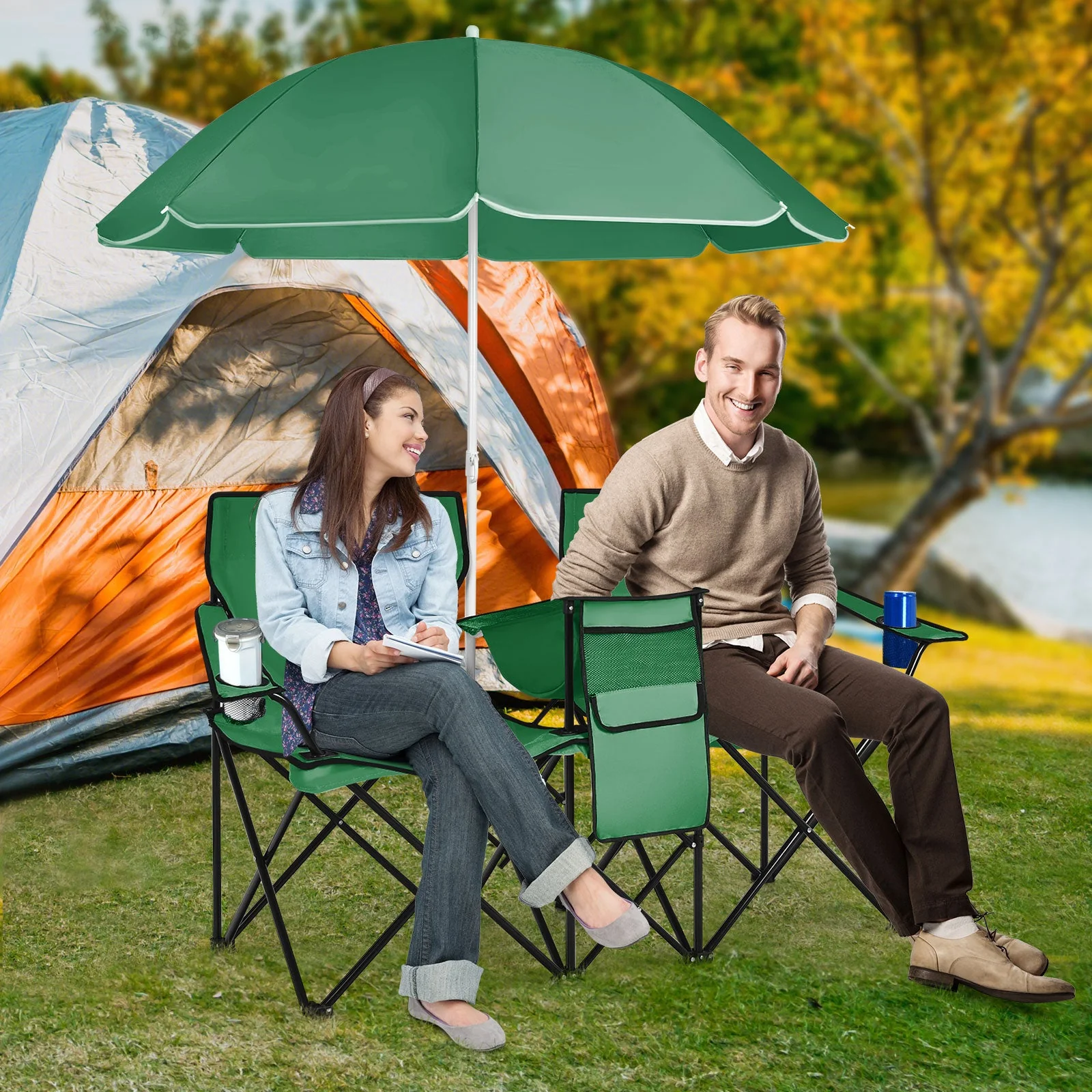 Portable Folding Picnic Double Chair - Image 26