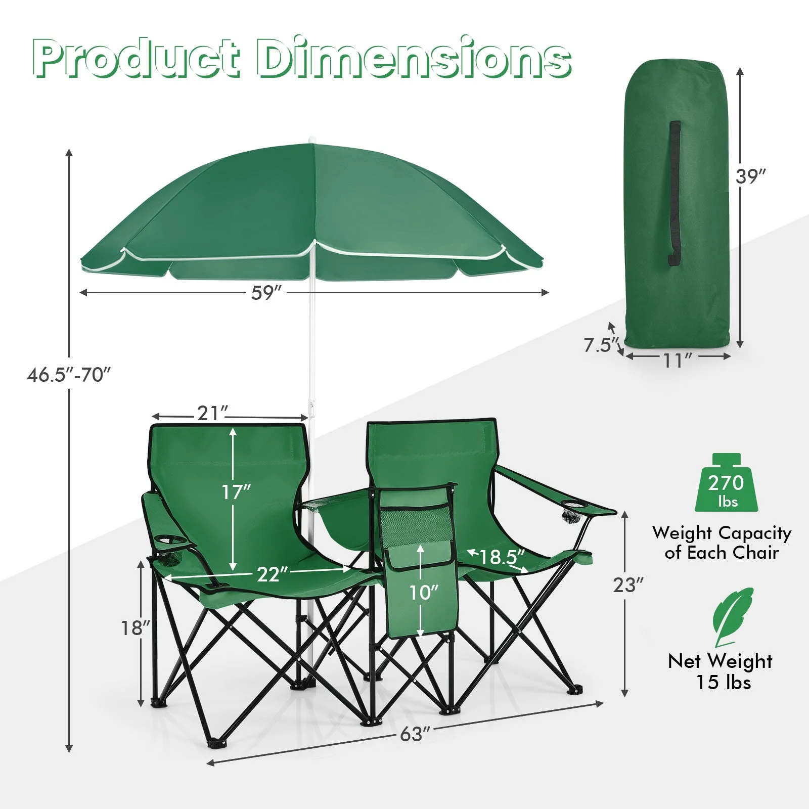 Portable Folding Picnic Double Chair - Image 28