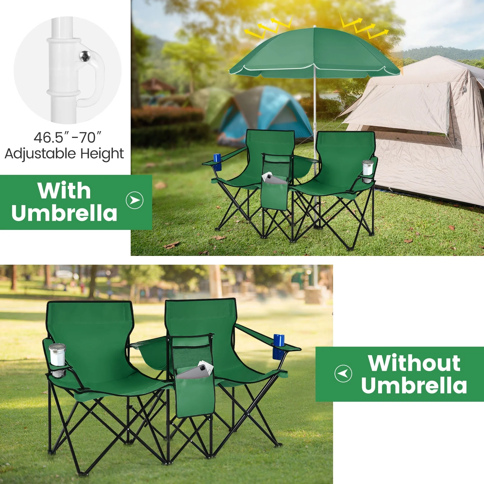 Portable Folding Picnic Double Chair - Image 30