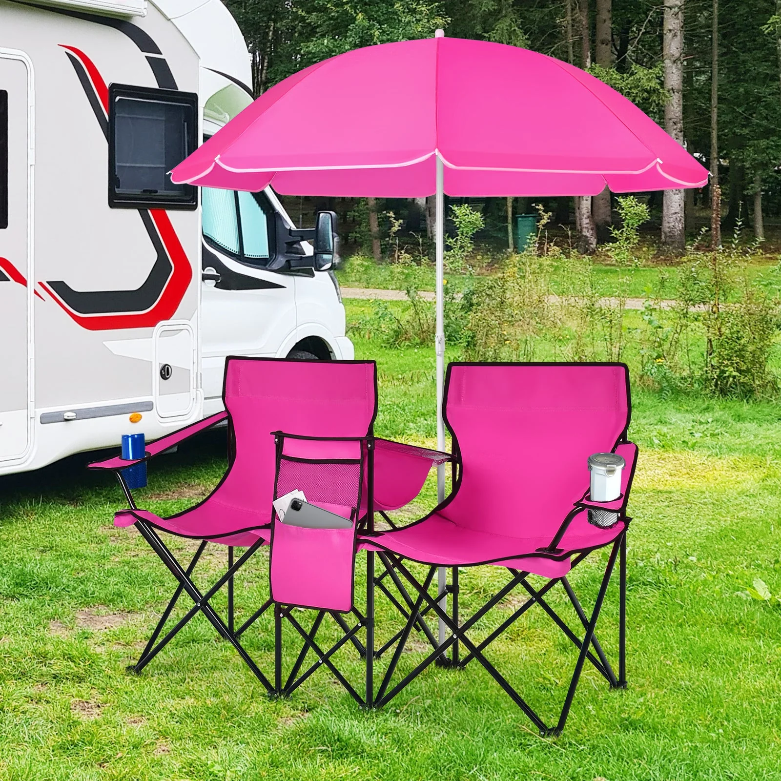 Portable Folding Picnic Double Chair - Image 33