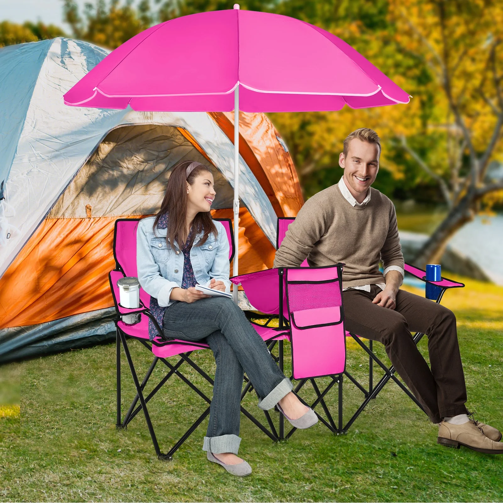 Portable Folding Picnic Double Chair - Image 34