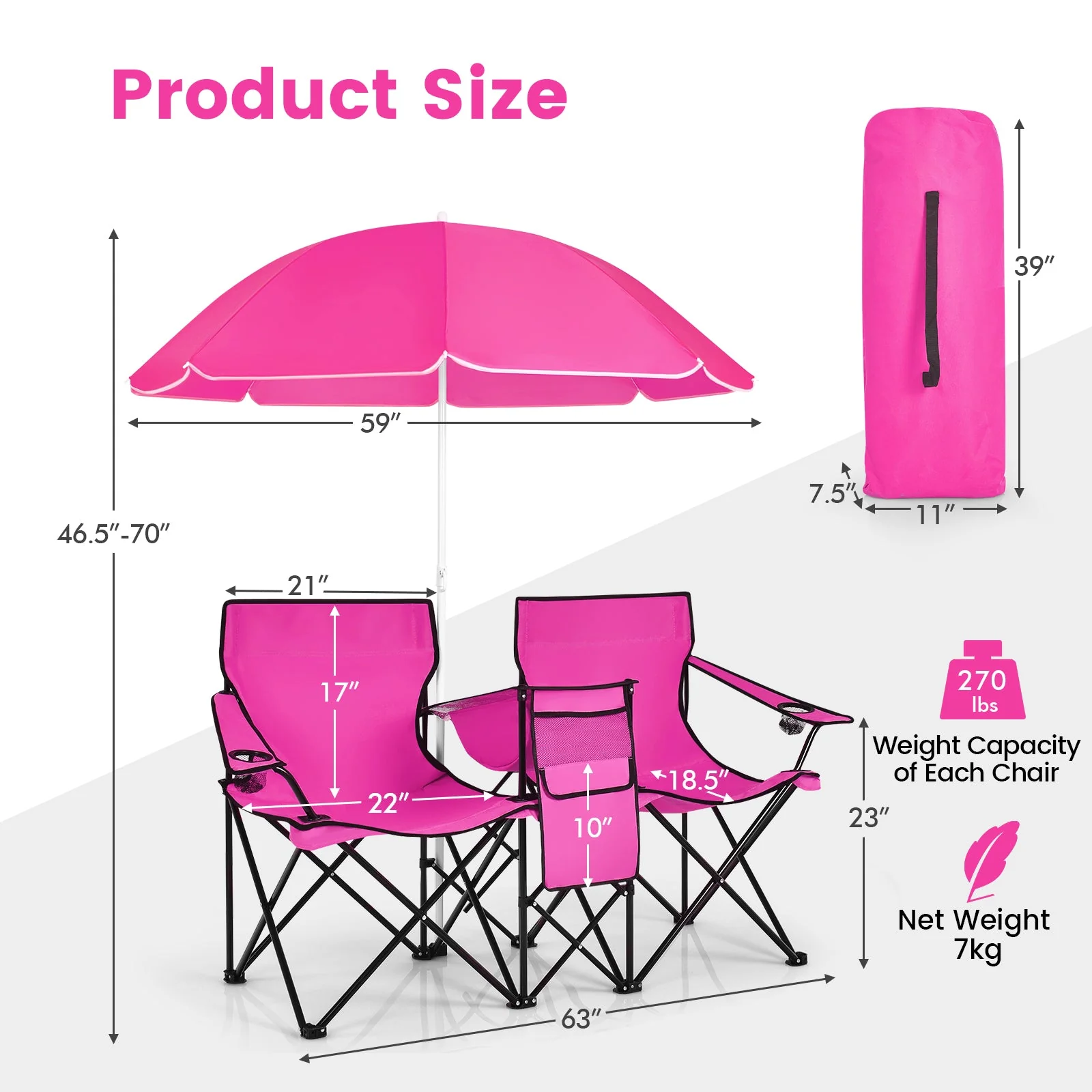 Portable Folding Picnic Double Chair - Image 36