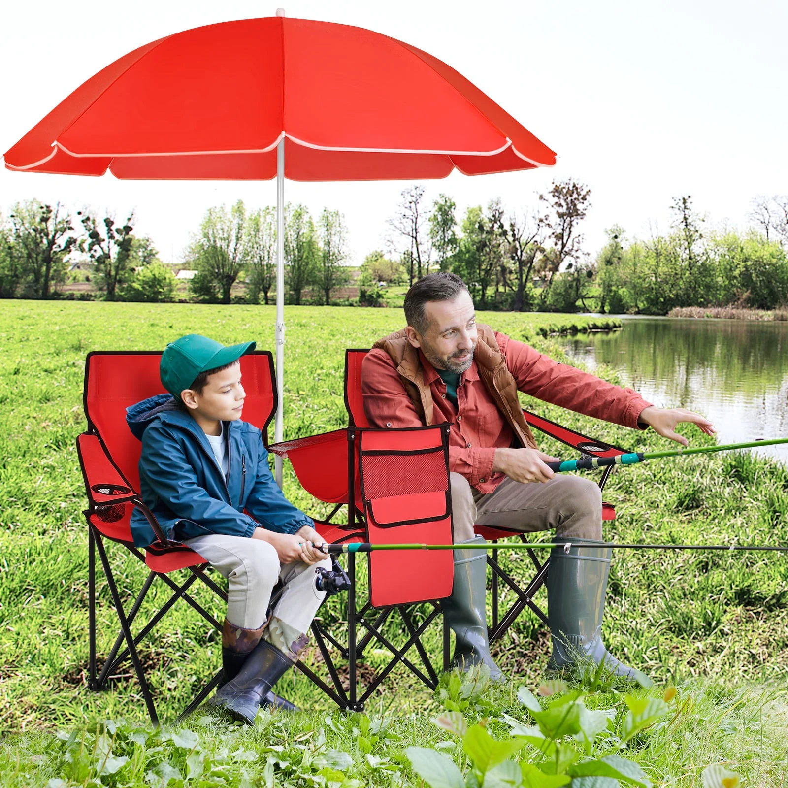 Portable Folding Picnic Double Chair - Image 41
