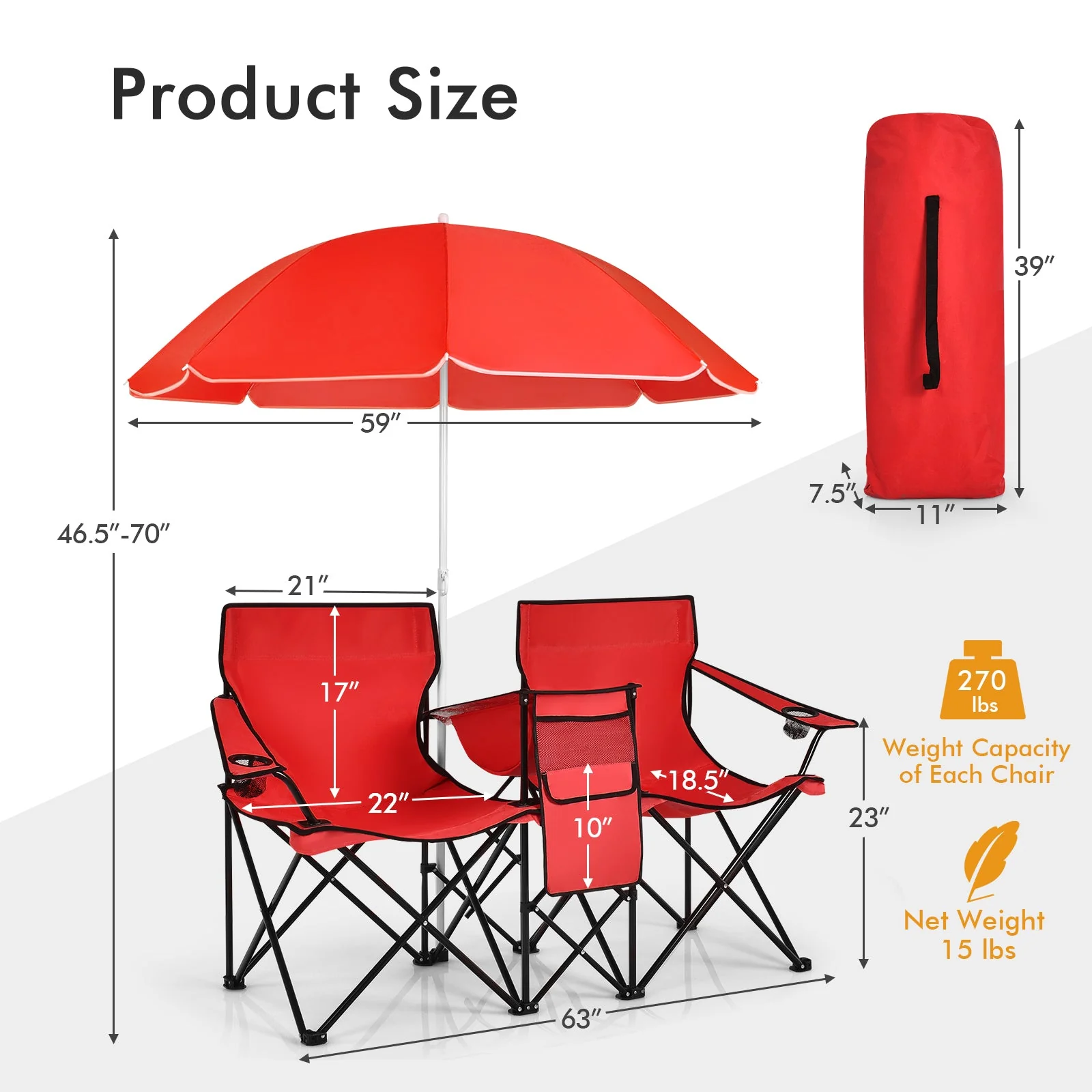 Portable Folding Picnic Double Chair - Image 44