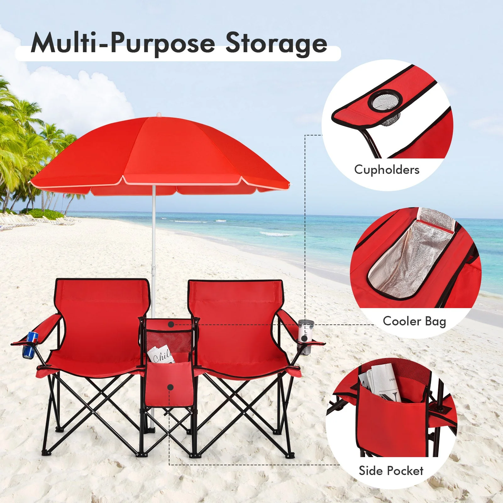 Portable Folding Picnic Double Chair - Image 47