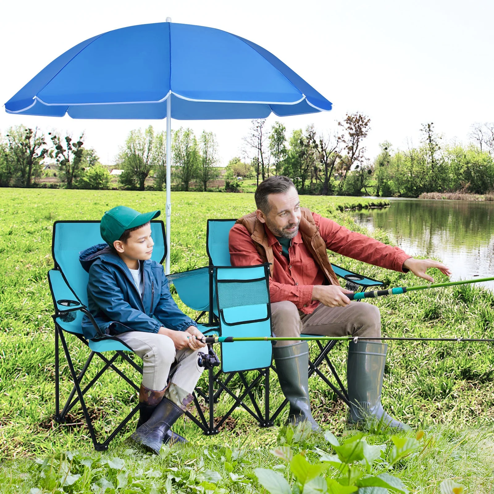 Portable Folding Picnic Double Chair - Image 49