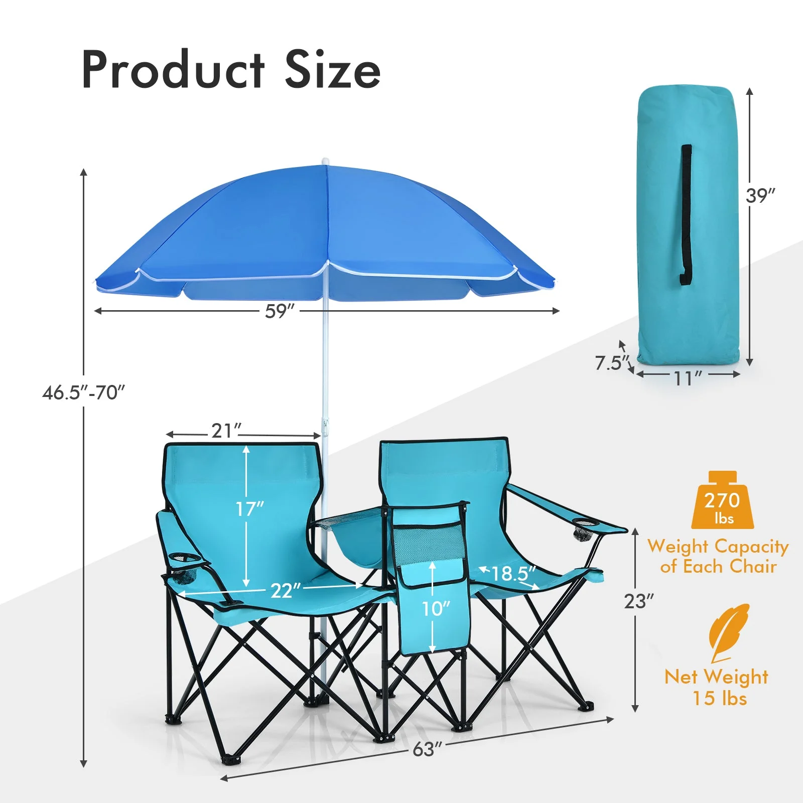 Portable Folding Picnic Double Chair - Image 52