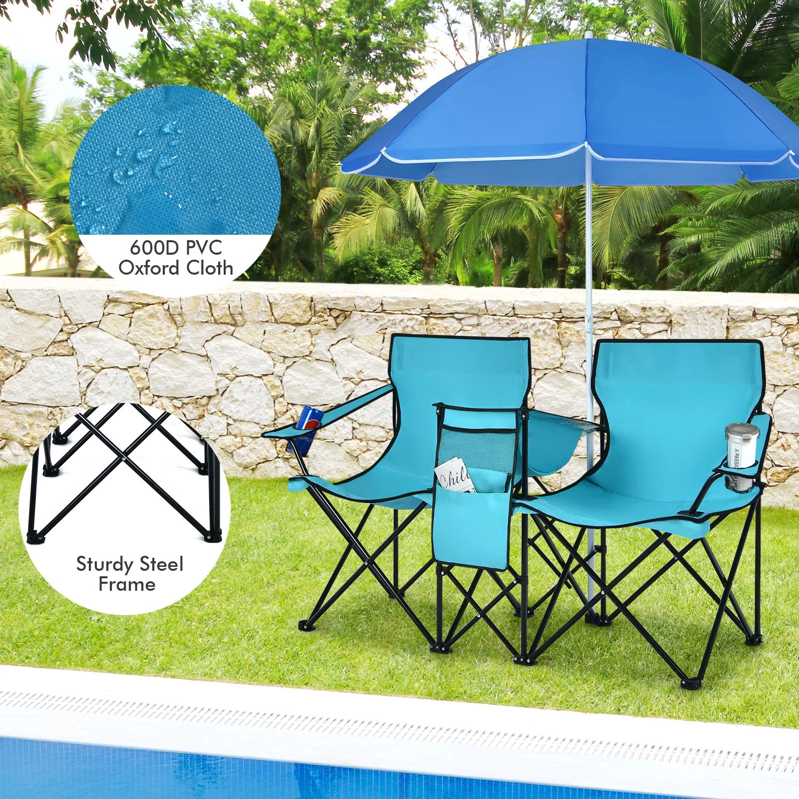Portable Folding Picnic Double Chair - Image 53