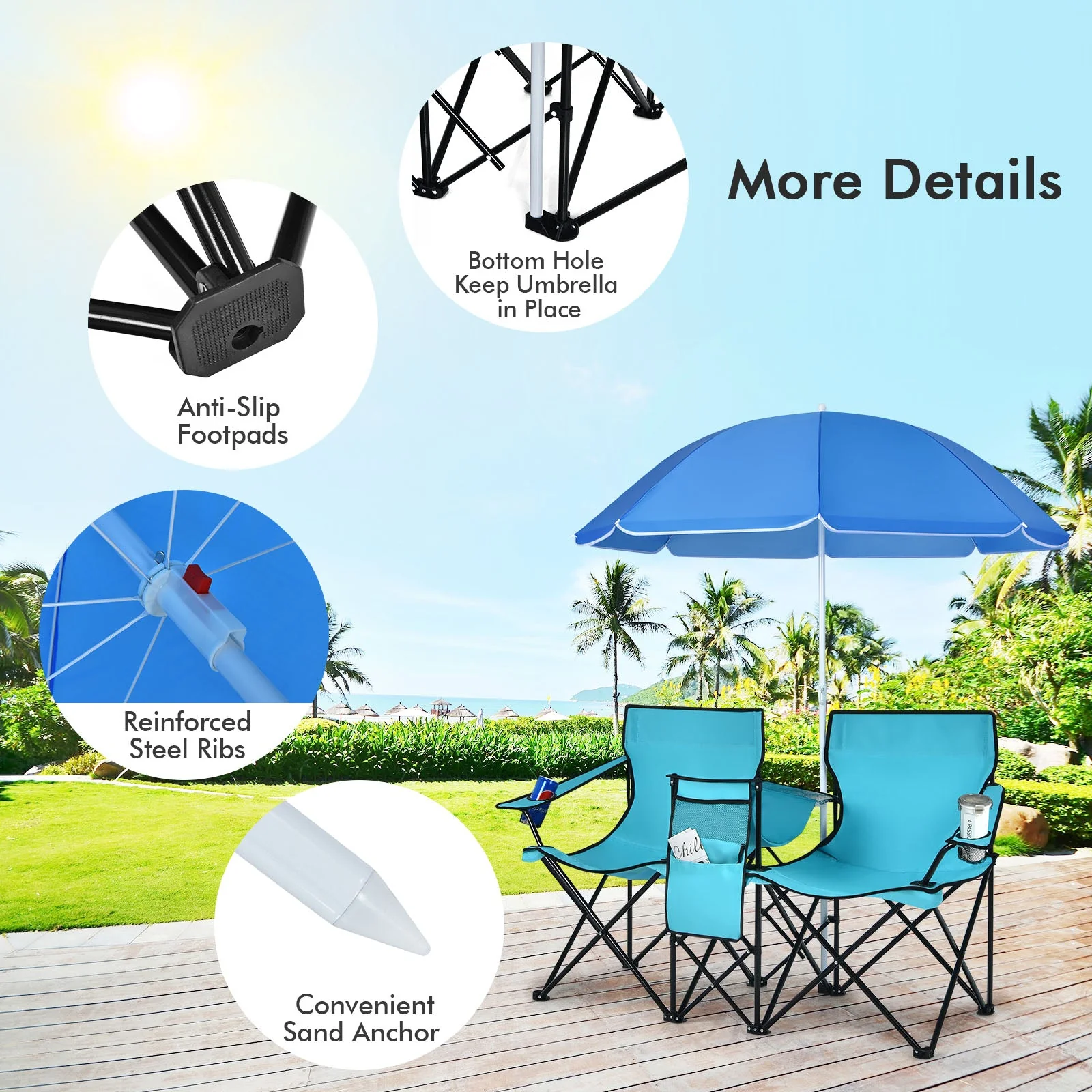 Portable Folding Picnic Double Chair - Image 54