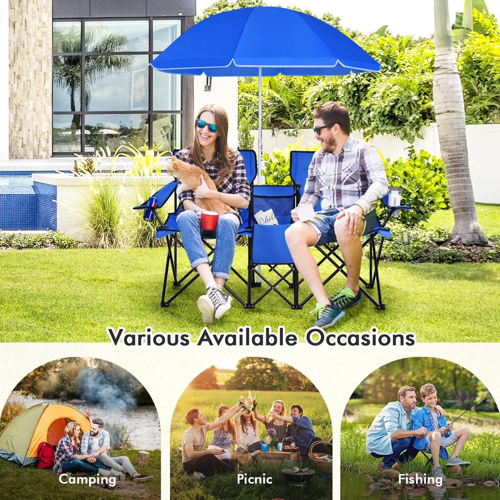 Portable Folding Picnic Double Chair - Image 8