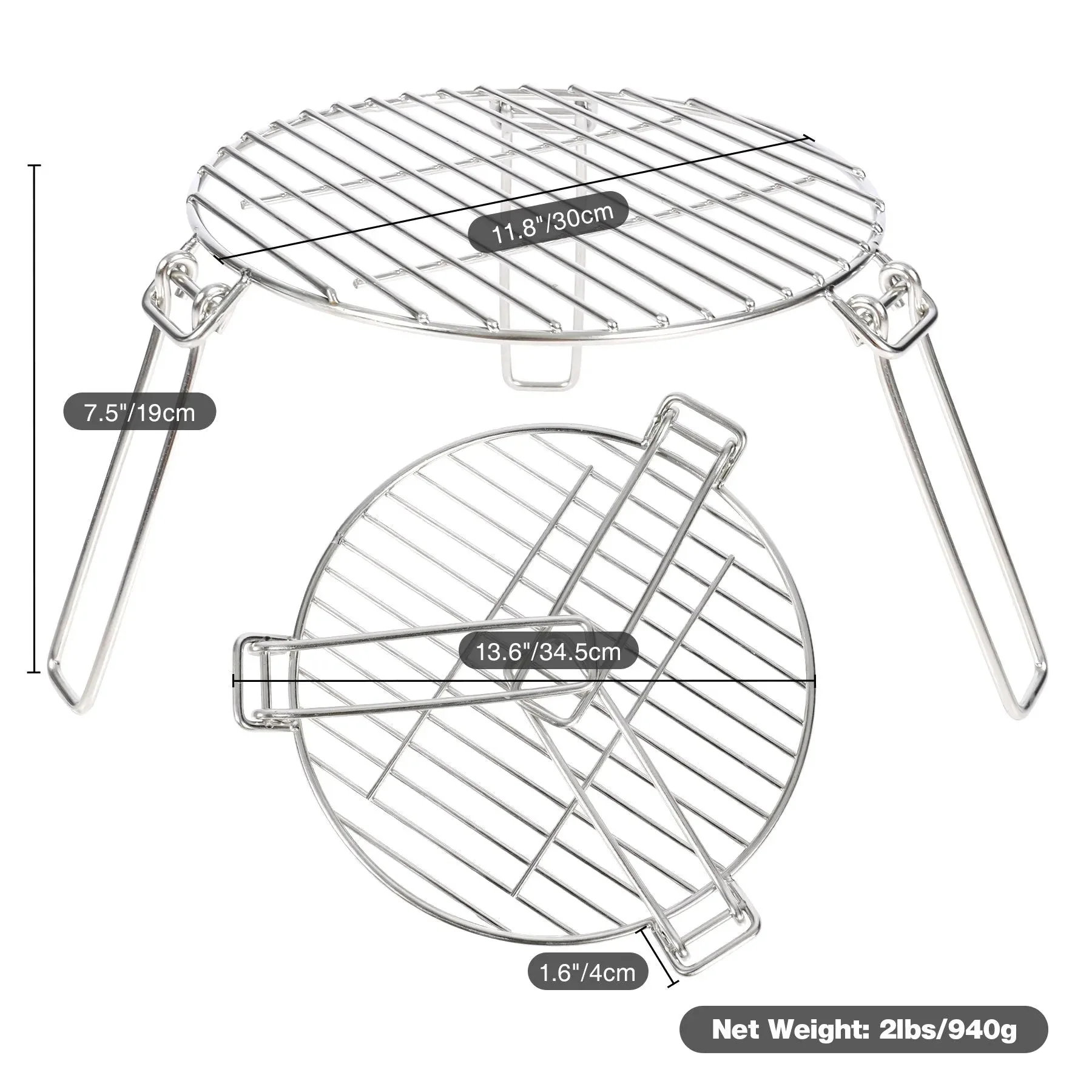 Portable Round Campfire Grill Grate with Foldable Legs, 12” - Image 11