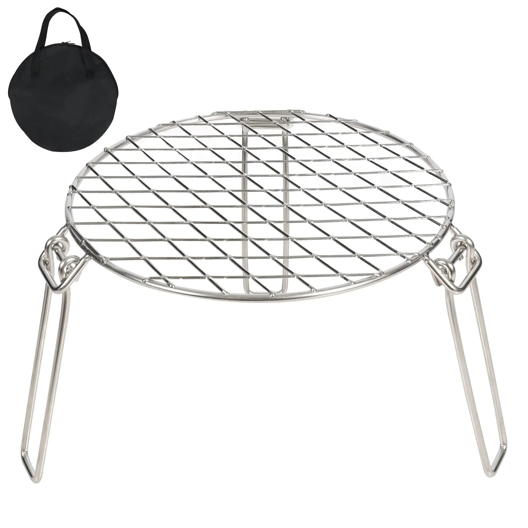 Portable Round Campfire Grill Grate with Foldable Legs, 12” - Image 12