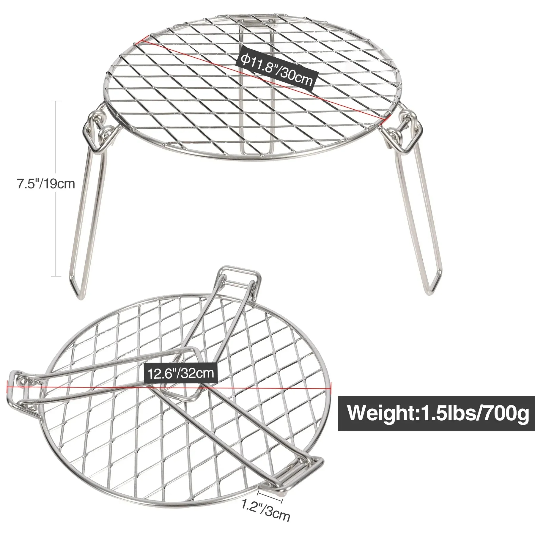 Portable Round Campfire Grill Grate with Foldable Legs, 12” - Image 13