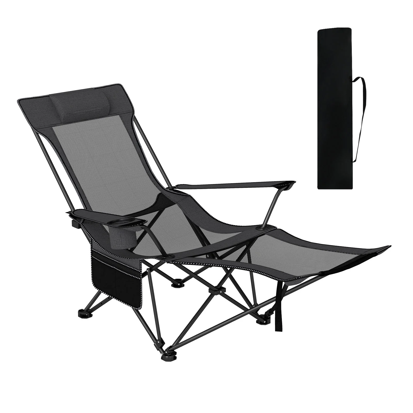 Reclining Camping Chair with Removable Footrest and Adjustable Backrest - Image 11