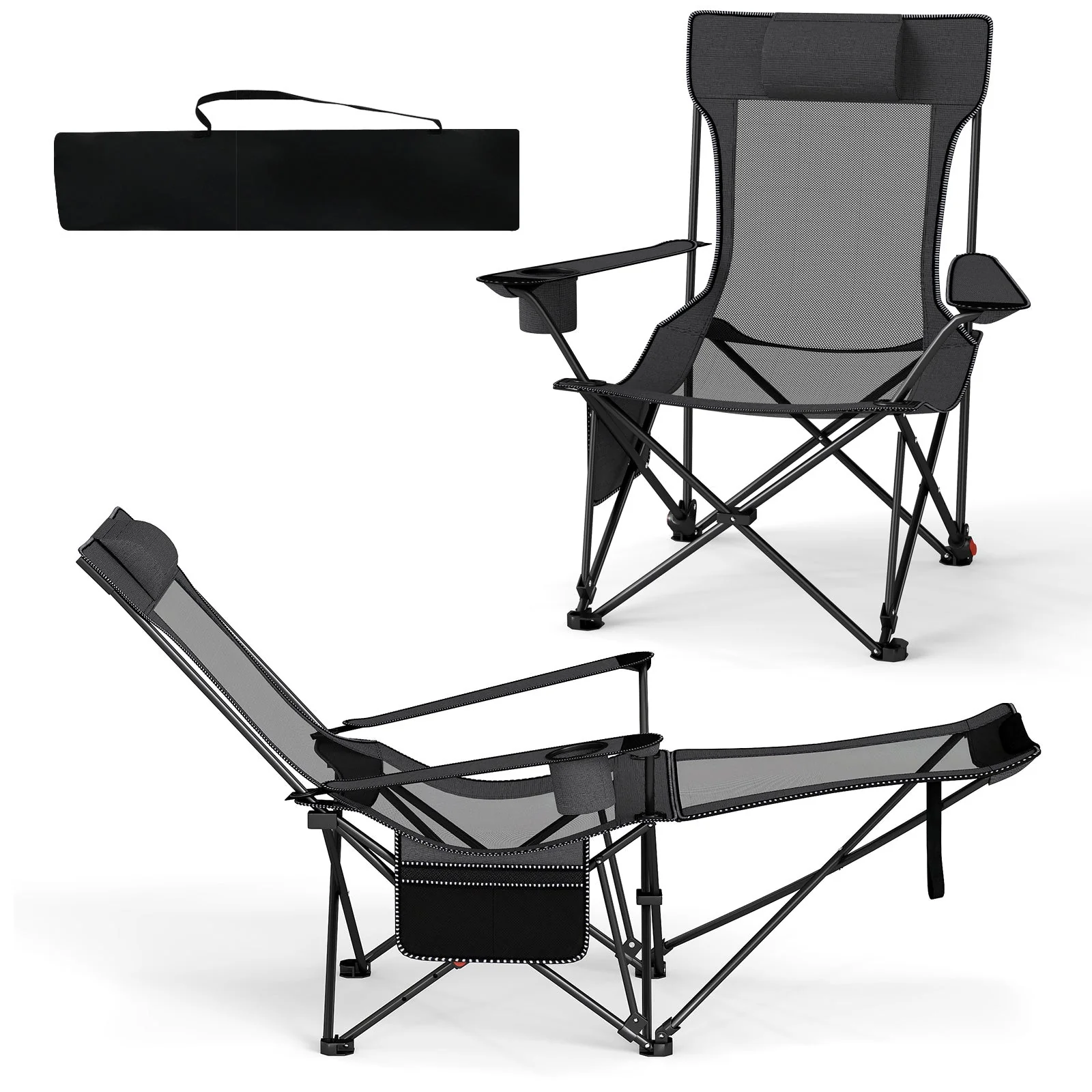 Reclining Camping Chair with Removable Footrest and Adjustable Backrest - Image 12